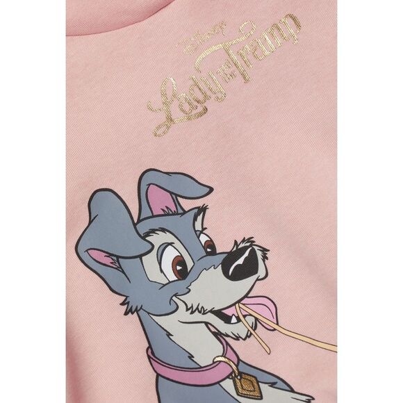H&M Girls Disney Lady and the Tramp Spaghetti Scene Light Pink Hoodie Size 6x - Picture 2 of 10